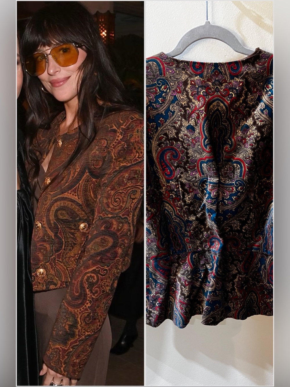 Vintage-Inspired Paisley Zip-Front Jacket in Multicolor